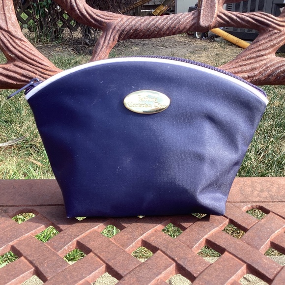 Dior Handbags - Parfums Christian Dior Navy Blue Zip Top Makeup Bag Pouch